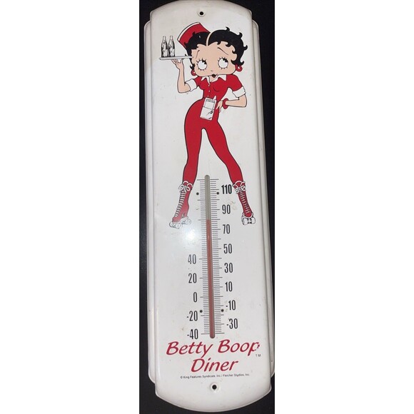Vintage Betty Boop Metal Wall Thermometer 17" Tall Doesn’t Work - Picture 1 of 2